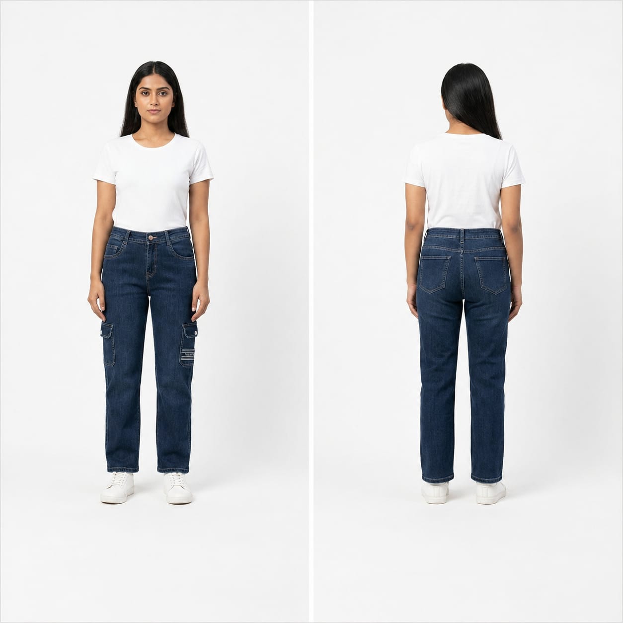 Model wearing jeans