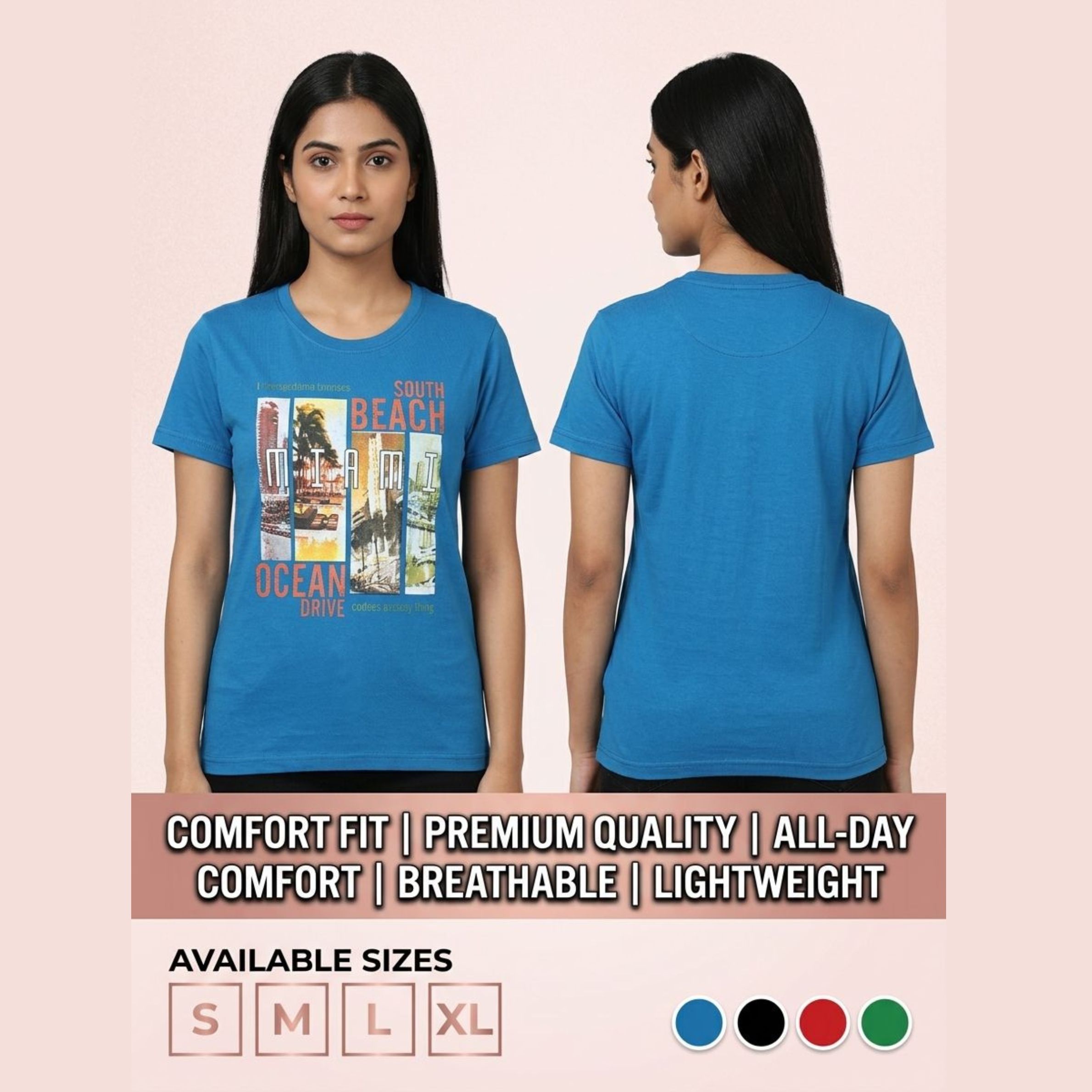 South beach model shot with text overlay